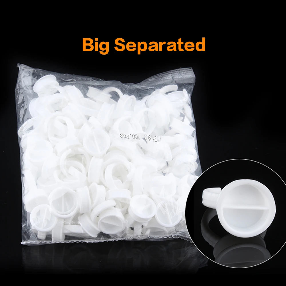 AILEISHI 100Pcs Disposable Eyelash Glue Fan Cup Rings Holder Container Tattoo Pigment Eyelash Extension Tools Lash Supplies