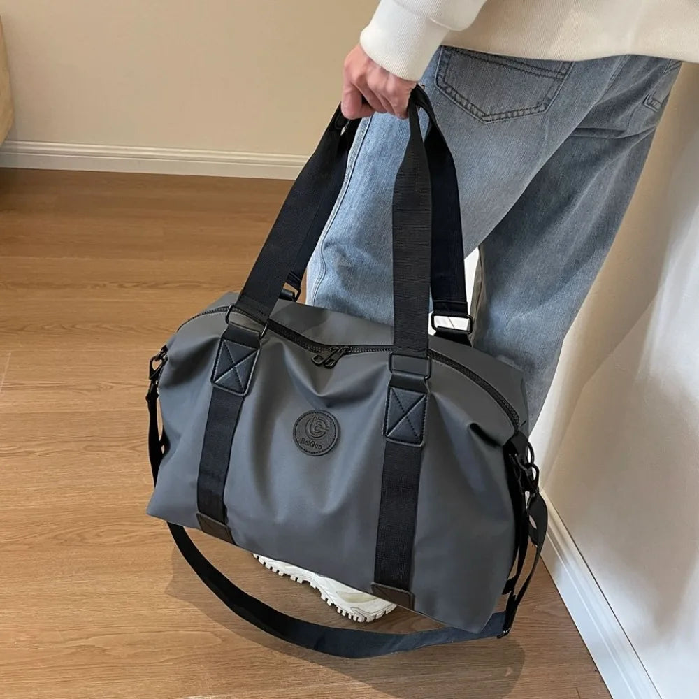 Large-Capacity Womens Travel Tote Bags Solid Color with Zipper Gym Fitness HandBag Overnight Bag Duffel Bag Sports Shoulder Pack