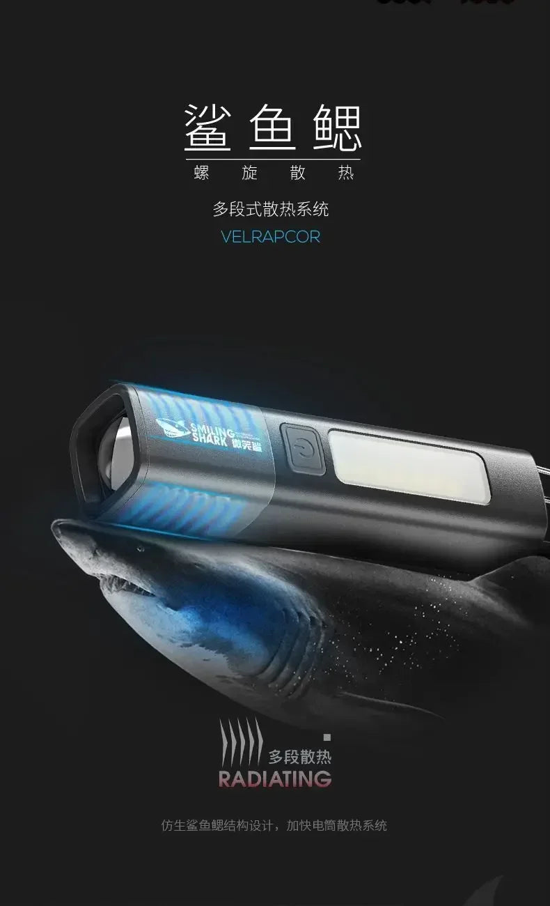 Xiaomi SMILING SHARK Outdoor Flashlight Portable Strong Lights Variable Focus with Home Camping Fishing Walking Lighting Lamp