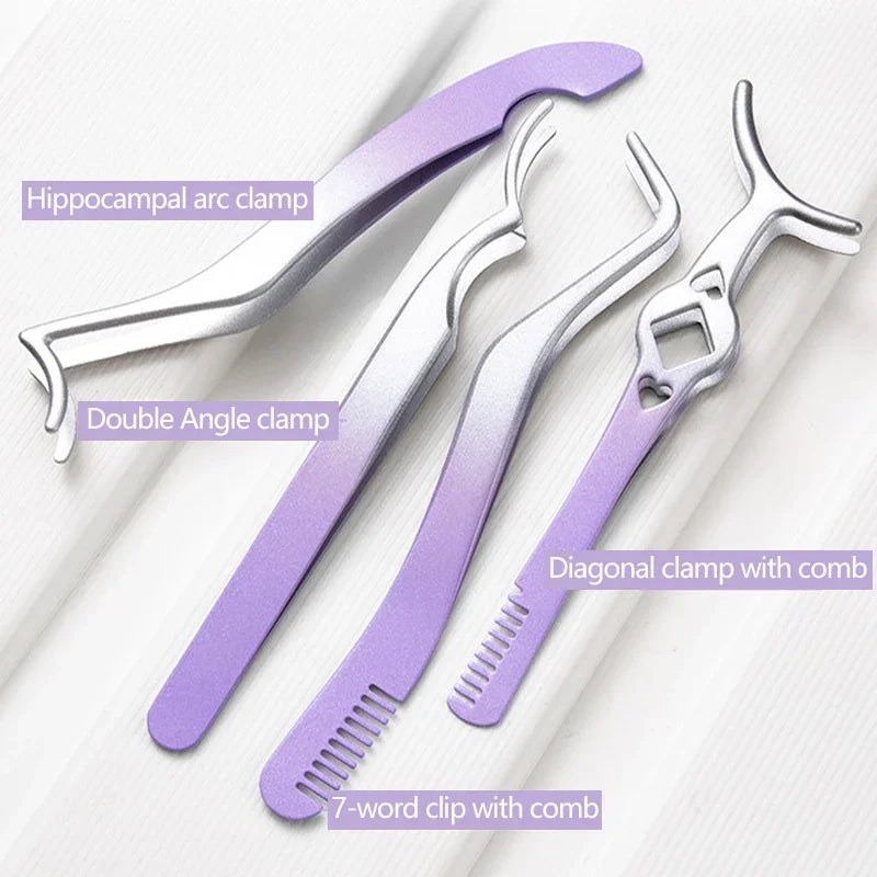 Color Eyelash Comb Tweezers Carbon Steel Professional Pincet Lashes Extension Tweezers False Eyelashes Applicator Makeup Tools