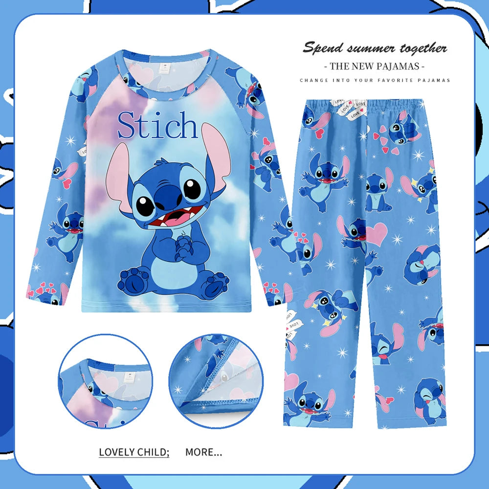Kids Stitch Pajamas 2pcs/set for Boys Girls Home Wear Kids Casual Sleepwear Long Sleeve Pajamas Bottoms Suit Cute Gifts