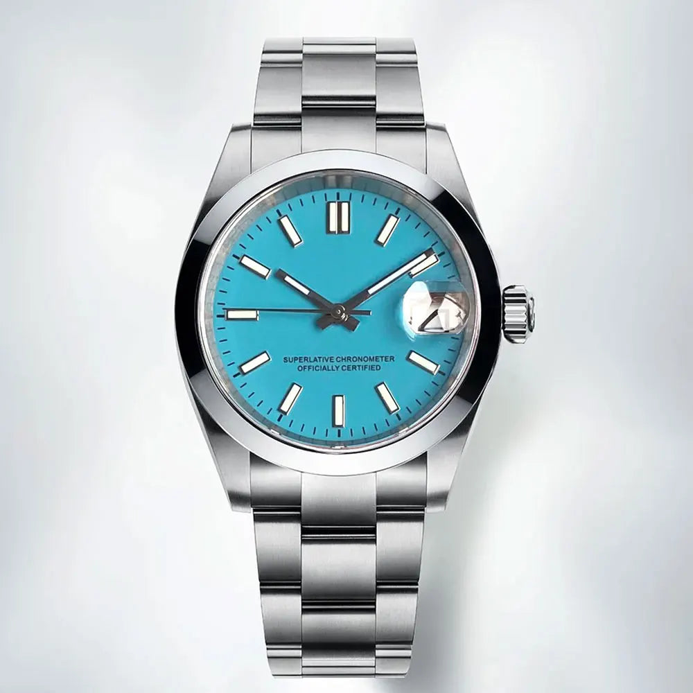 Tandorio New Round Sapphire Glass 200m Waterproof Black Sunbrust Dial Japan NH35A Automatic Mechanical Movement Men's Watch