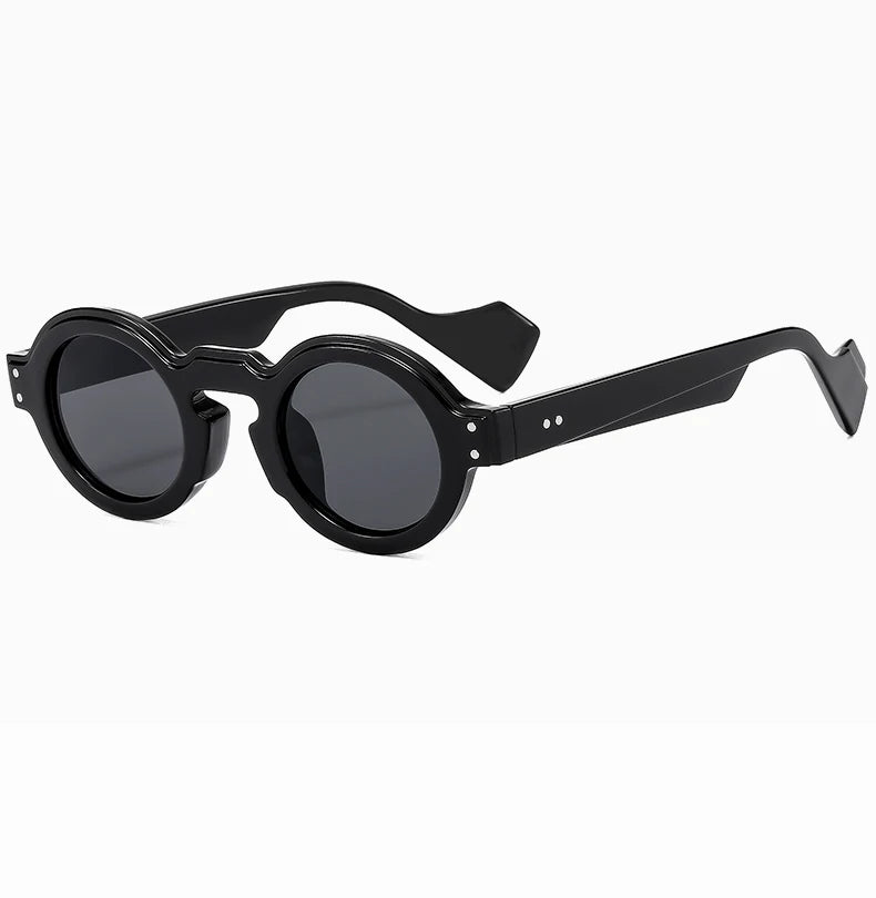 Round Sunglasses Women Men Punk Double Color Shades Retro Rivets Decoration Trending Sun Glasses Clear Lens Frame UV400