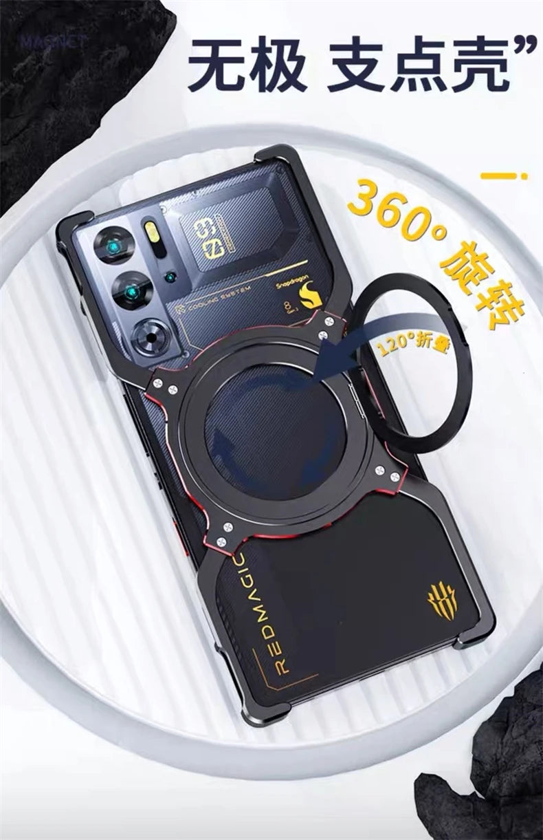 Magnetic Case For Nubia Redmagic 10 Pro Plus 9S 10s Red Magic 9 Pro+ 5G Aluminium Alloy Metal Borderless Bracket Cooling Cover