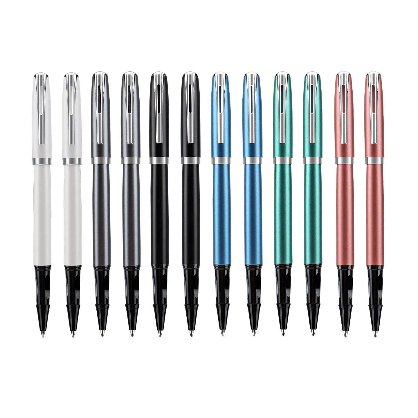 BAOKE PM180 Luxury 0.7mm Metal Gel Ink Pen Set Black Ink 6 Barrel Color Smooth Writing Bullet Tip For Office , Gift，Writing