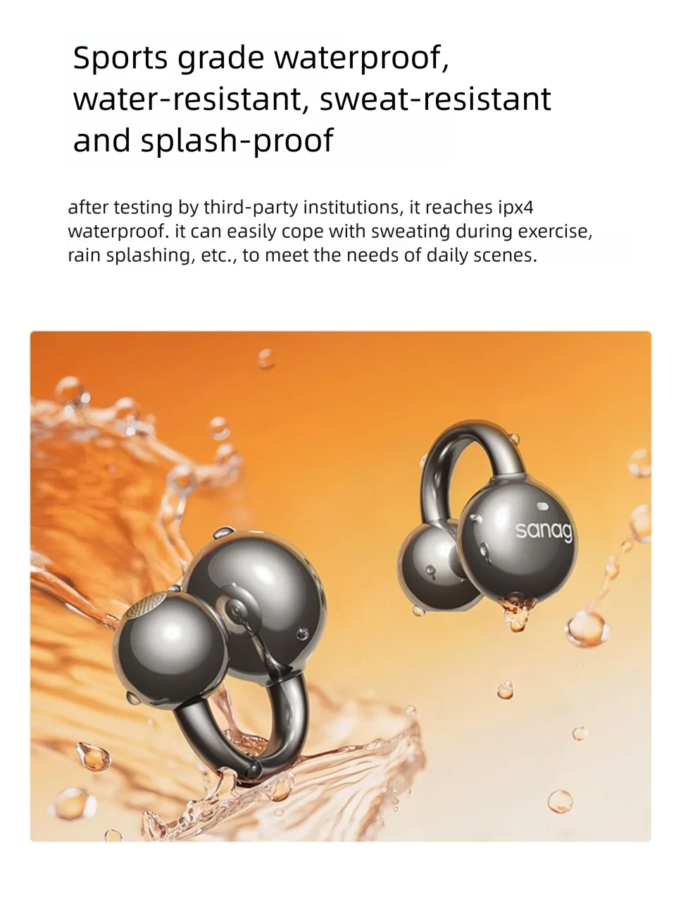 Sanag S7S AI Open Ear Clip on Headphones HiFi 3D Stereo Sound Quality AI Assistant Wireless Bluetooth Earphones APP EQ Setting