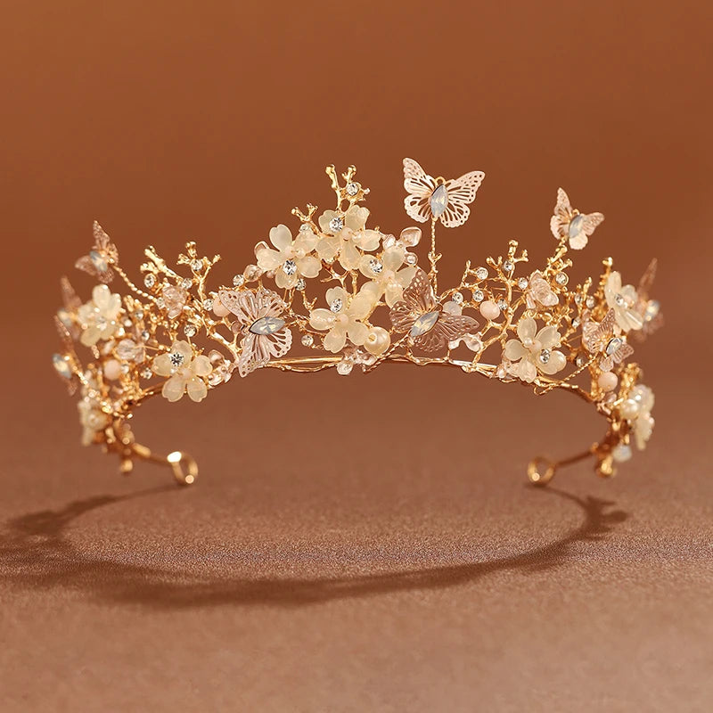 Fashion Gold Silver Color Crystal Crowns For Kids Child Girls Pearls Tiaras Diadems Wedding Hair Accessories Bridal Jewelry