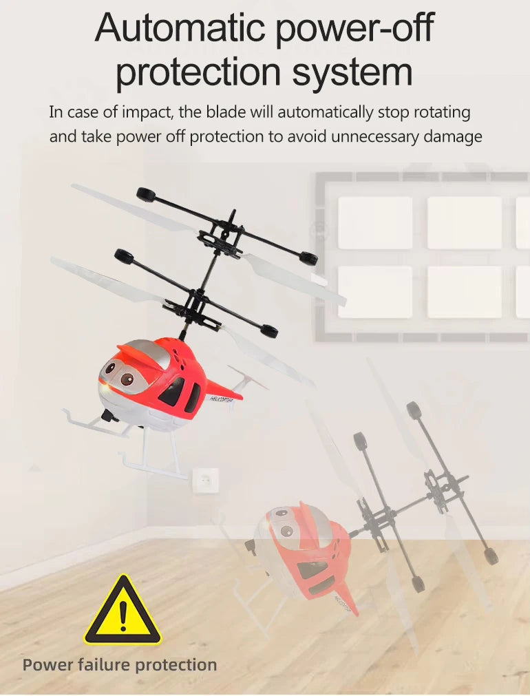Mini Electric Airplane Toy for Kids with Remote Control Infrared Sensor Hand Induction Helicopter Flying Drone Toy