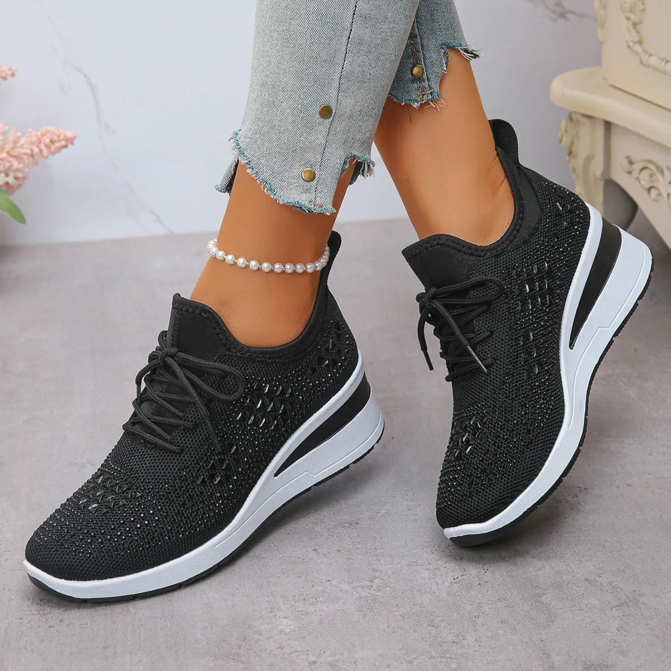 Women Sneakers 2025 New Mesh Outdoor Platform Sneakers Women Wedges Thick Bottom Breathable Casual Tennis Vulcanize Shoes Women