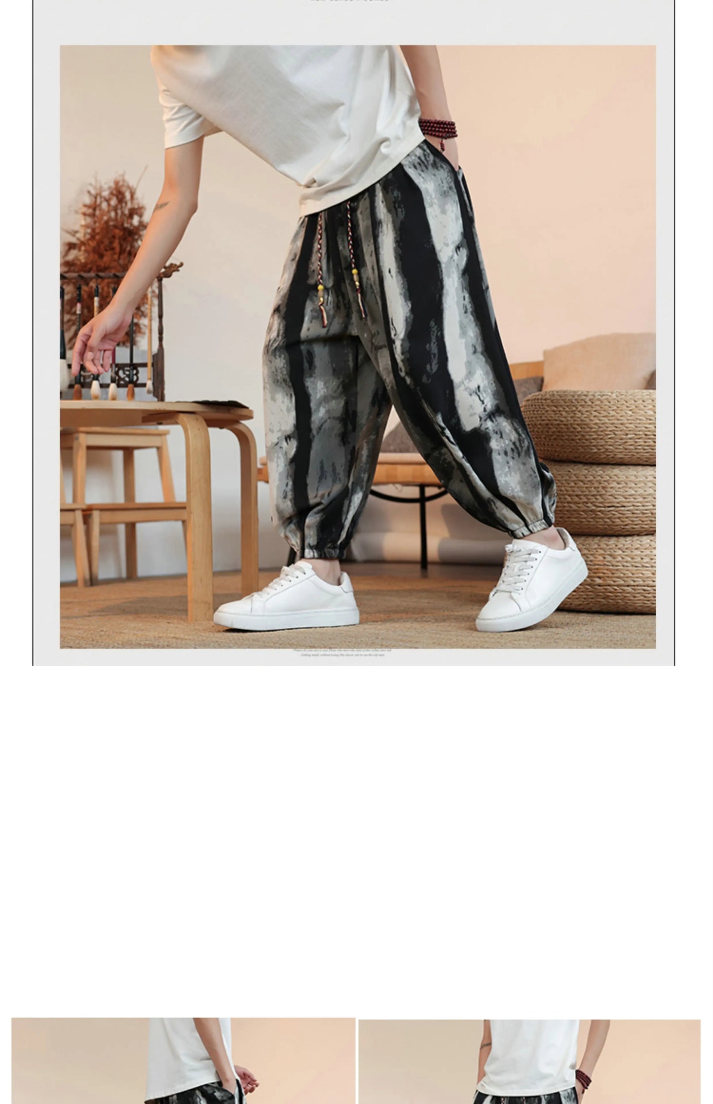 Summer Men Wide-leg Pants Male Retro Harem Pants Mens Hiphop Streetwear Harajuku Style Casual Pants Women Jogging Trousers