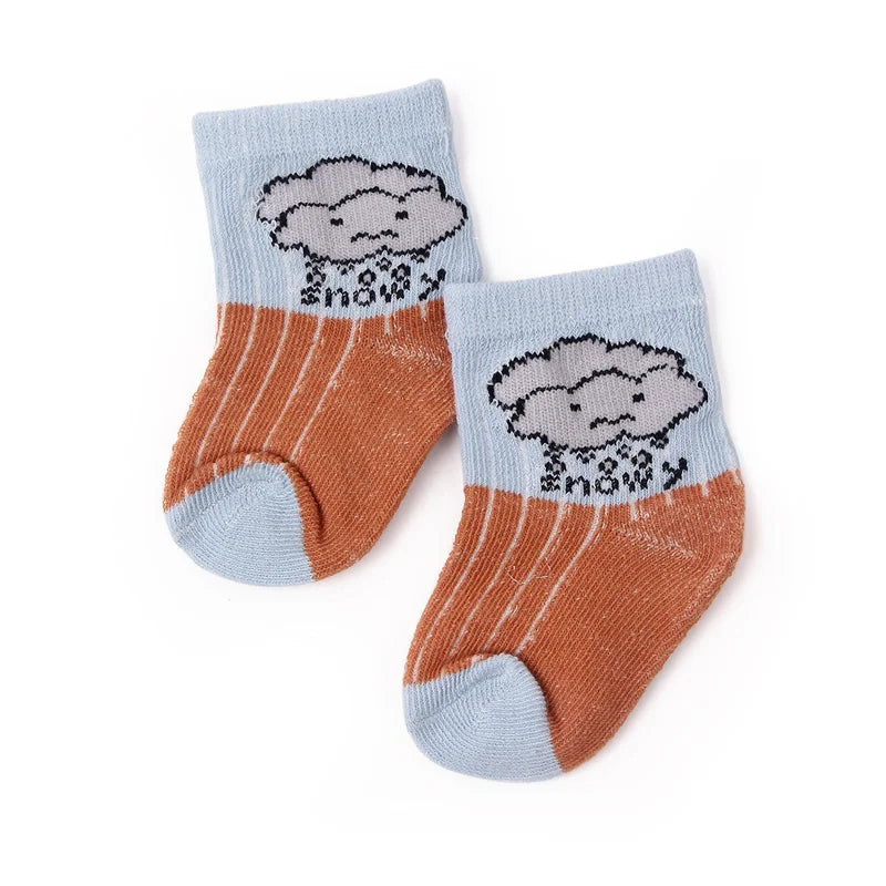 7 Pairs Set for Baby Socks Soft Cotton Cute Animal Smile Face Spring and Autumn for 0-6 Months Toddler Boys and Girls W0040W0052
