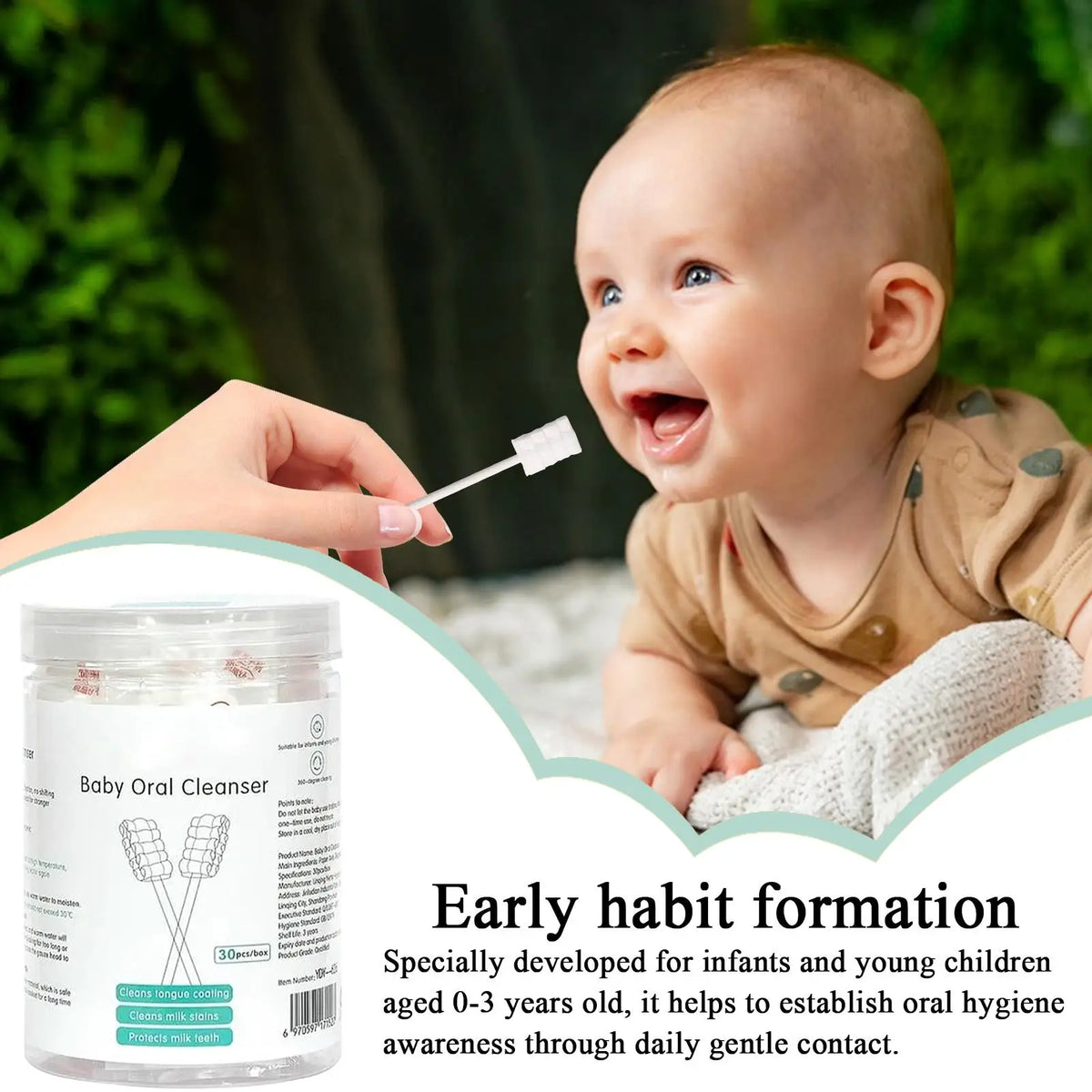 30-Count Baby Tongue Cleaner Gauze Toothbrush Infant Gum Wipes Mouth Care Stick Toddler Teething Teeth Hygiene Home Grooming