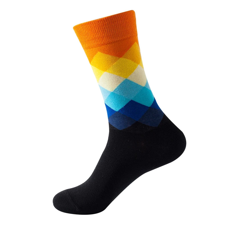 Classic Male Happy Cotton Casual Crew Socks Breathable Color Compression Funny Sox Business Dress High Quality  Socks for Men