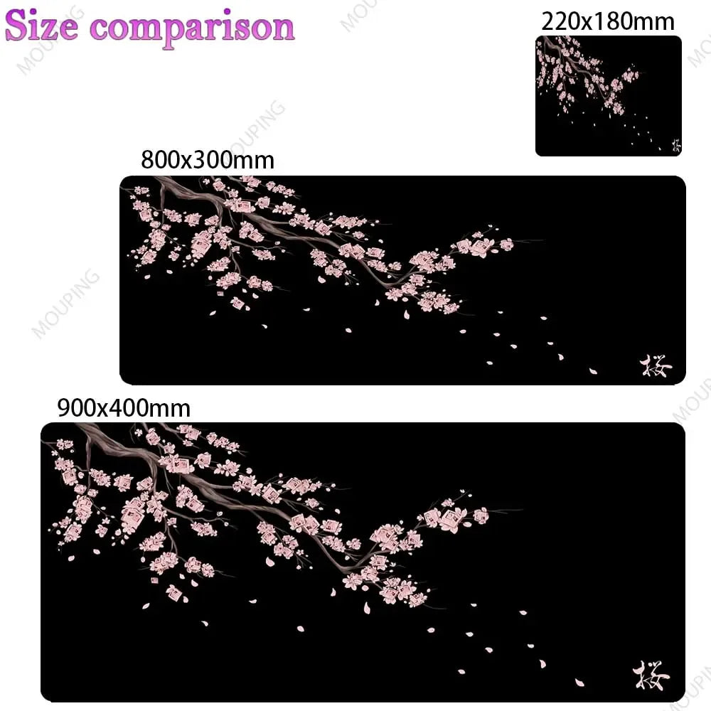 Japan Cherry Blossom Mouse Pad Gray Laptops Gaming Deskmat Sakura Mousepad Anime Office Carpet Gamer Keyboard Computer Desks