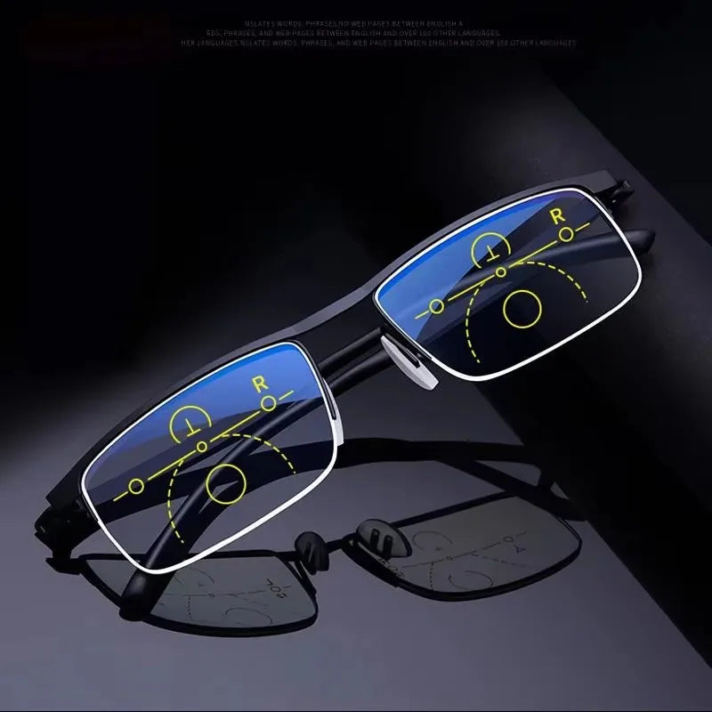 2026 Intelligent Zoom Progressive Multi-Functional Reading Glasses Women Men Multifocal Anti-Blue Light Hyperopia Eyeglasses
