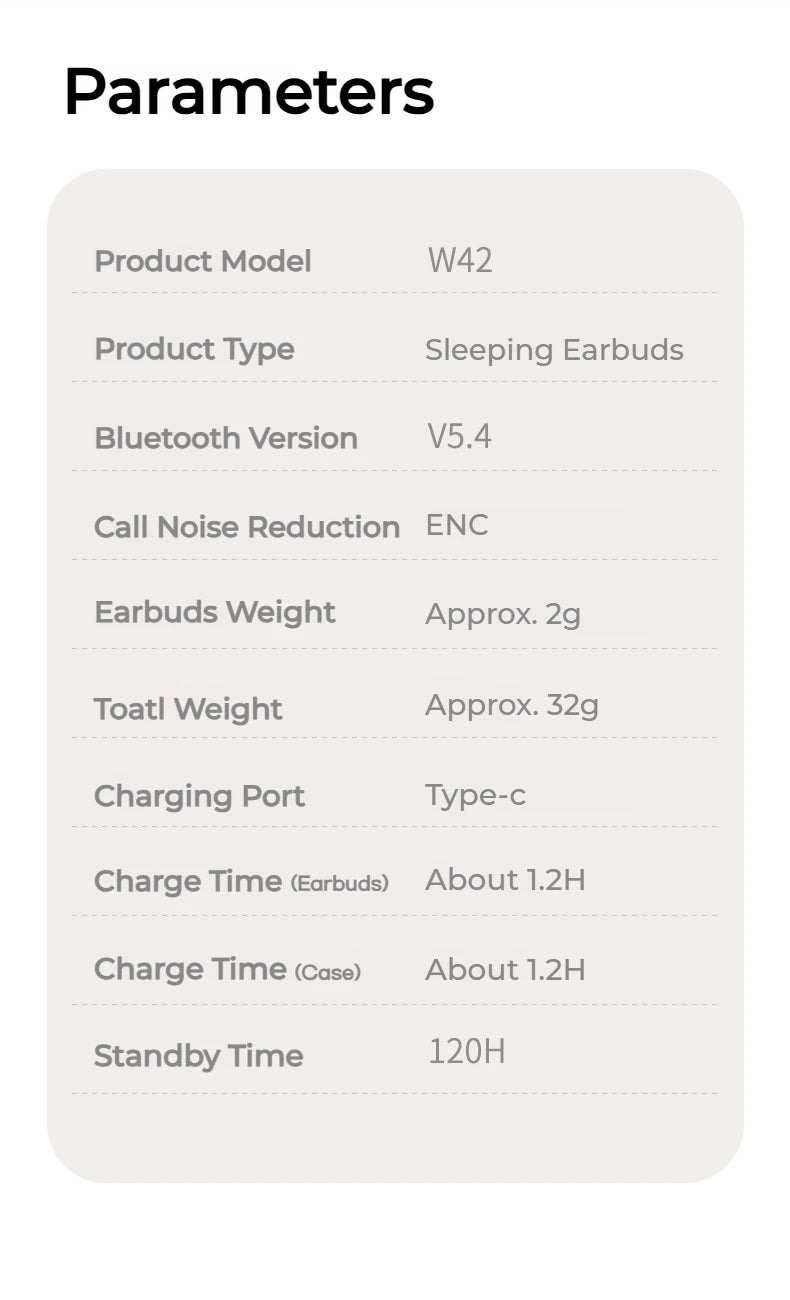 Sansui W42 Sleeping Earphones Wireless Bluetooth TWS Earbuds Invisible in-Ear Bluetooth 5.4 Headsets Physical Noise Reduction