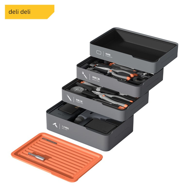 Deli Home Daily For Home Wire Cutter Hammer Lithium Electric Drill Emergency Repair Multifunctional Suit Tool H1001