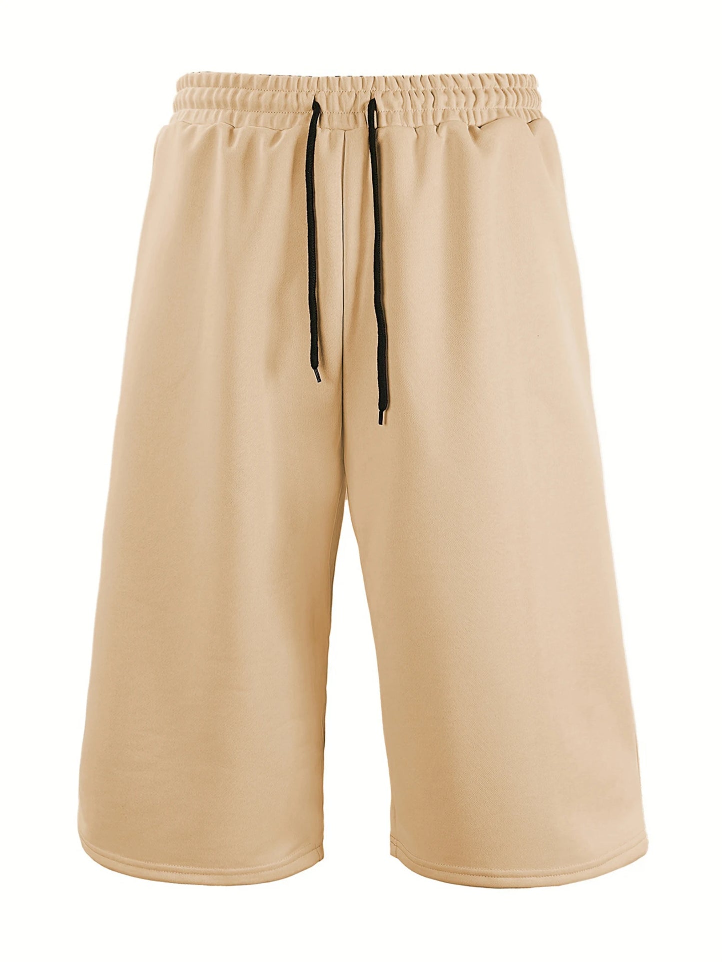Men's Wide Leg Capri Pants Solid Color Casual 3/4 Length Drawstring Waist Sweatpants with Pockets for Sports, Gym