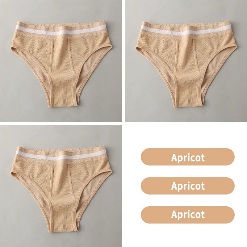 S-3XL 3-5Pcs Women Sport Briefs High Waist Panties Comfort Solid Color Underwear Sexy Underpants Intimate Lingerie Soft Briefs