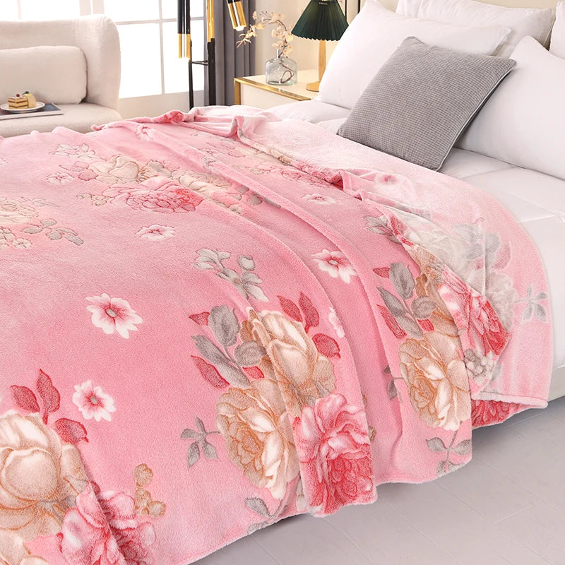 1pc Floral Style Warm Bedspread Fleece Blanket Plaid Travel Shawl Sofa Nap Blanket Home Bedsheet Manta 70X100cm Suitable For Pet