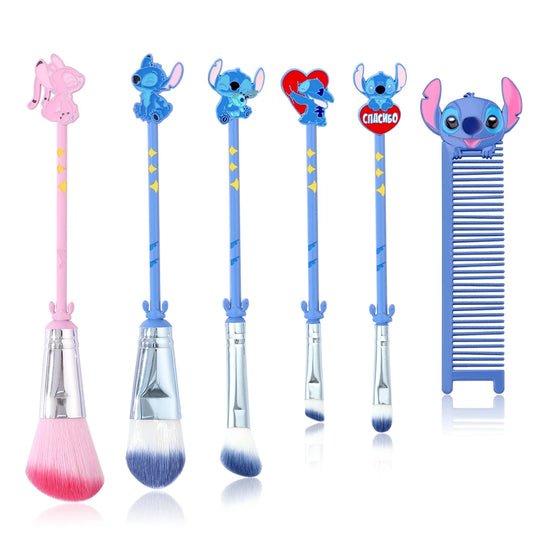 Cartoon cute Stitch makeup brush, soft fiber makeup brush, Stitch portable comb, Stitch eye shadow brush, suitable for girls' bi
