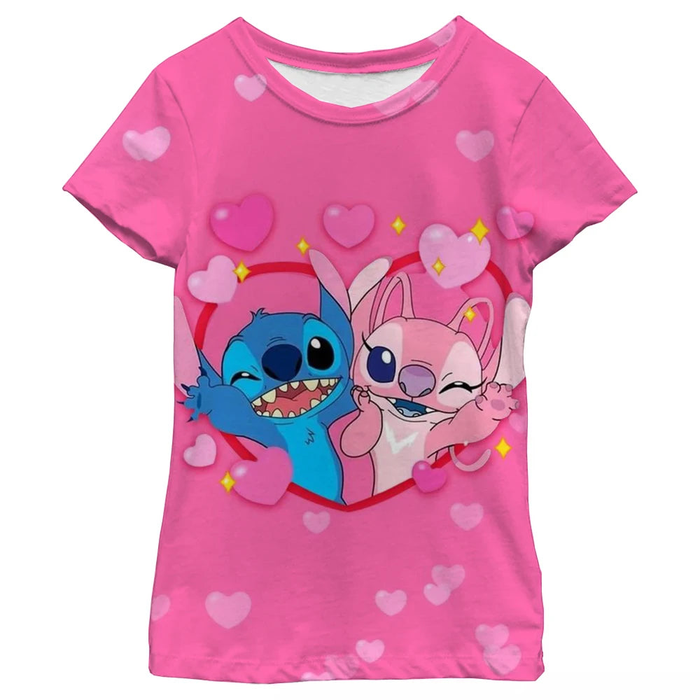 New Kawaii Lilo Stitch Cartoon T Shirt Children Kids Stitch Cute Manga T-shirt Y2k Graphic Tshirt Girl Boy Top Tees Lilo Stich