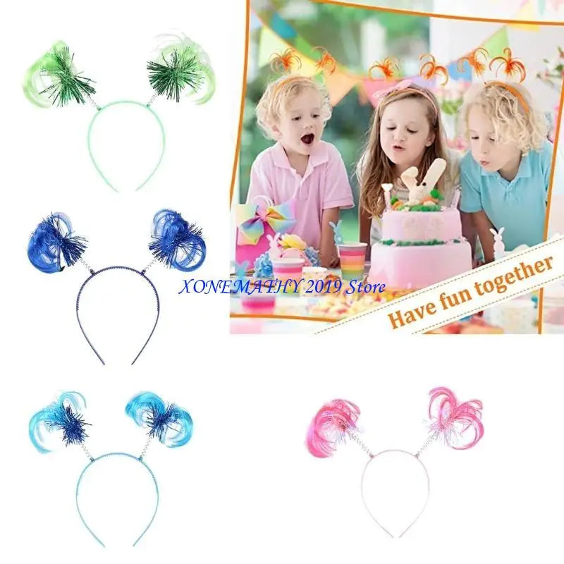 F42F Costume Accessories Feathers Ponytails Headband Color Tinsel Wrapped Headband