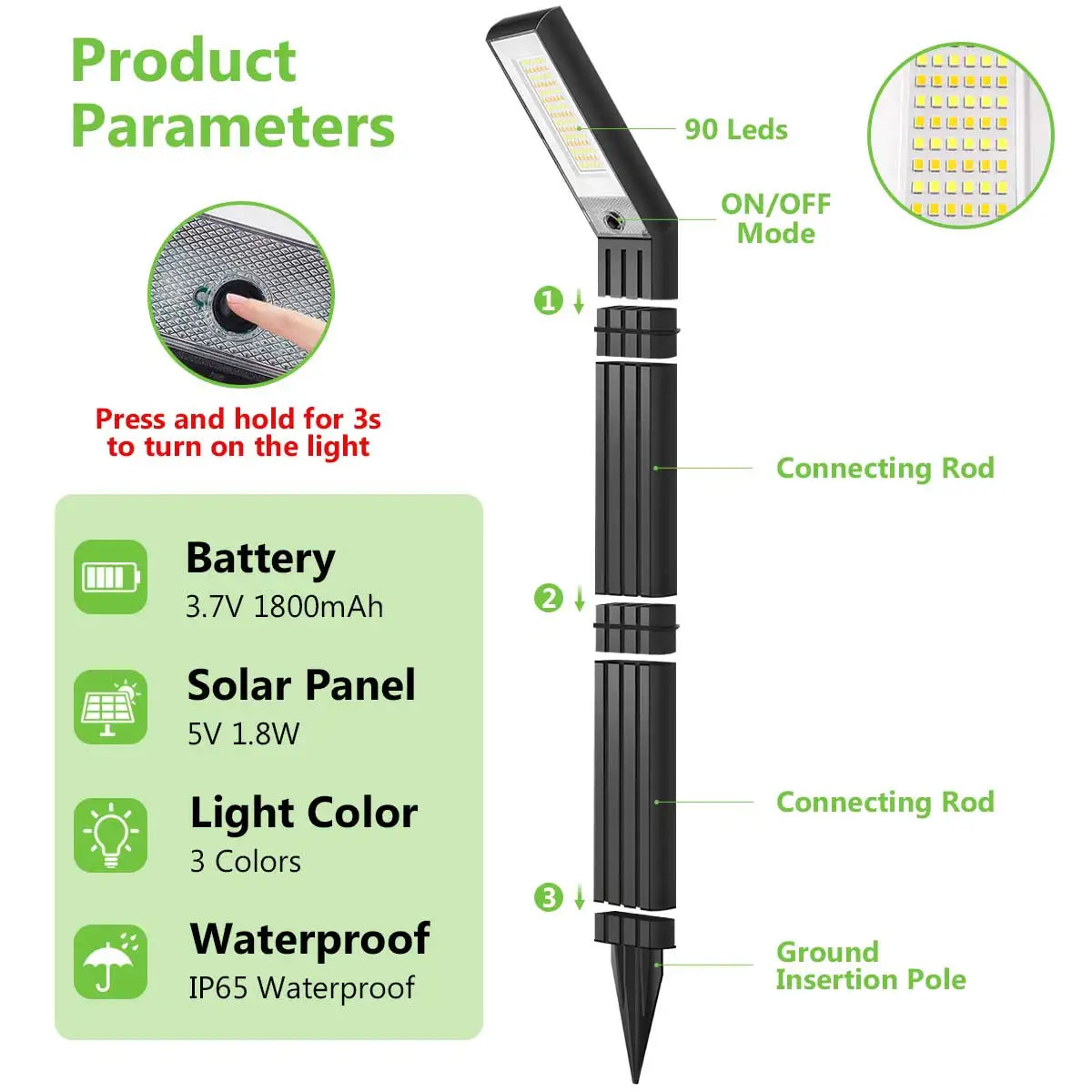 Solar Pathway Lights Outdoor Super Bright Outdoor Solar Lights with Warm White and White Light Waterproof Solar Garden Light