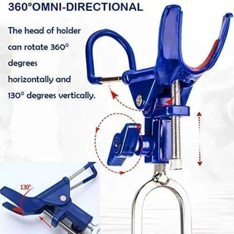 360° Adjustable Fishing Rod Holder, Heavy Duty Portable Foldable Stand with Ground Spike for Bank & Catfishing, Rust-Proof
