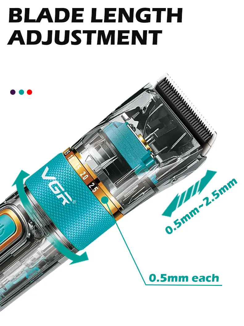 VGR Professional Hair Clipper Barber Waterproof Hair Cutting Machine Beard Hair Trimmer Three-speed Adjust Haircut For Men V-695