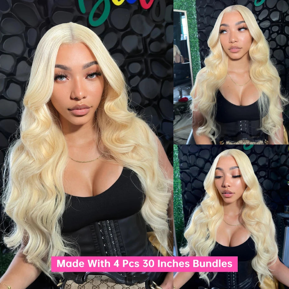 30 40 Inches 613 Honey Blonde Bundles 100% Human Hair Weave Bundles Double Track Peruvian Body Wave Bundles Human Hair Extension
