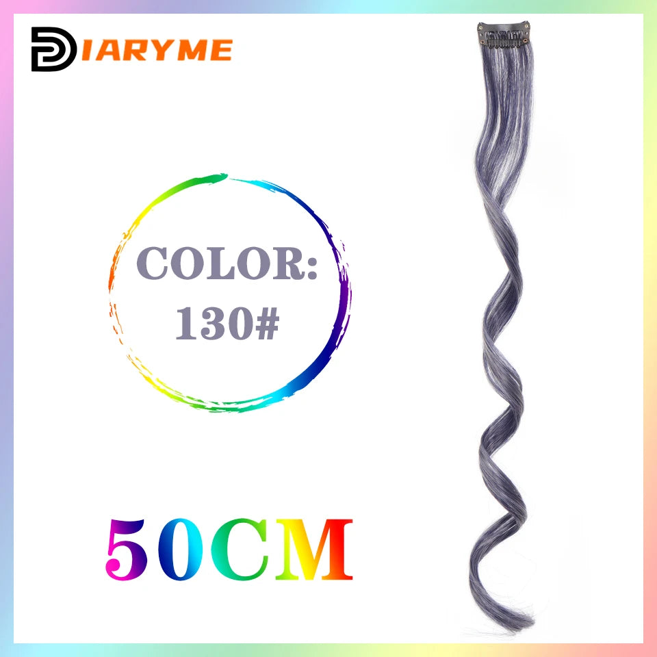 Colorful Hair Extensions Curly One Clip in Synthetic Long Hairpiece For Girls Women Kid Multi-colors Party Highlights Wig Piece