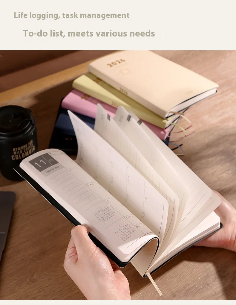 Kinbor 2026 A5 Efficient Planner Notebook,2 Days per Page with Habit Tracker,To-Do Lists&Time Management for Workplace, College