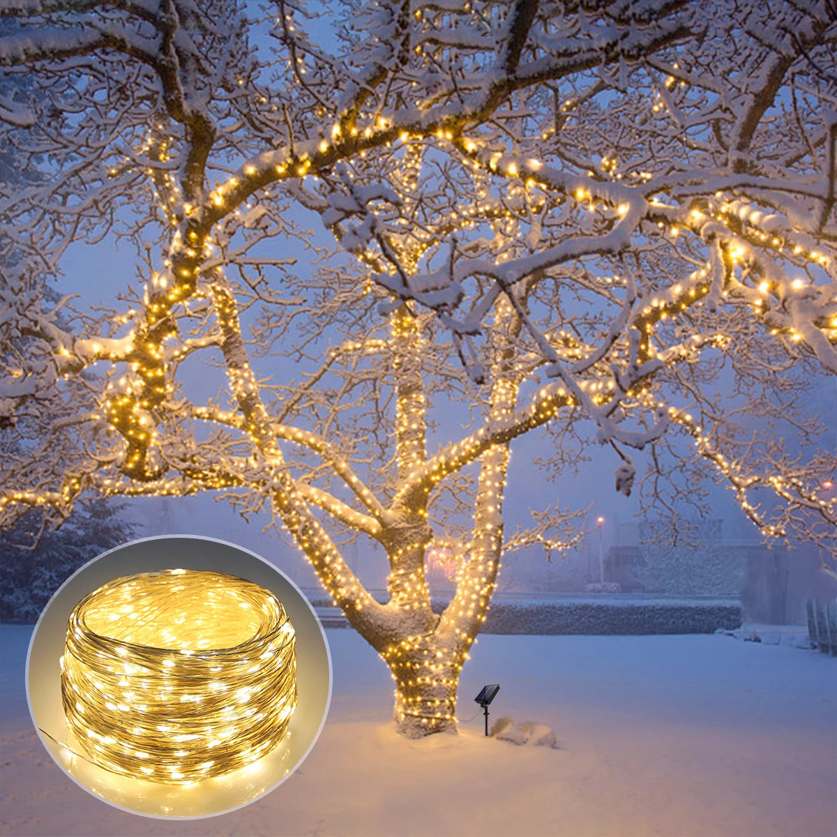 Large Size Solar Panel LED Solar Light Copper Wire Fairy Lamp String 50M 100M Outdoor Waterproof Garden Garland Christmas Decor