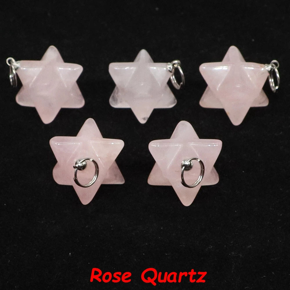 13mm Merkaba Star Pendant Natural Hexagram Stone Necklace Reiki Healing Crystal Wiccan Energy Gemston For DIY Jewelry Home Decor