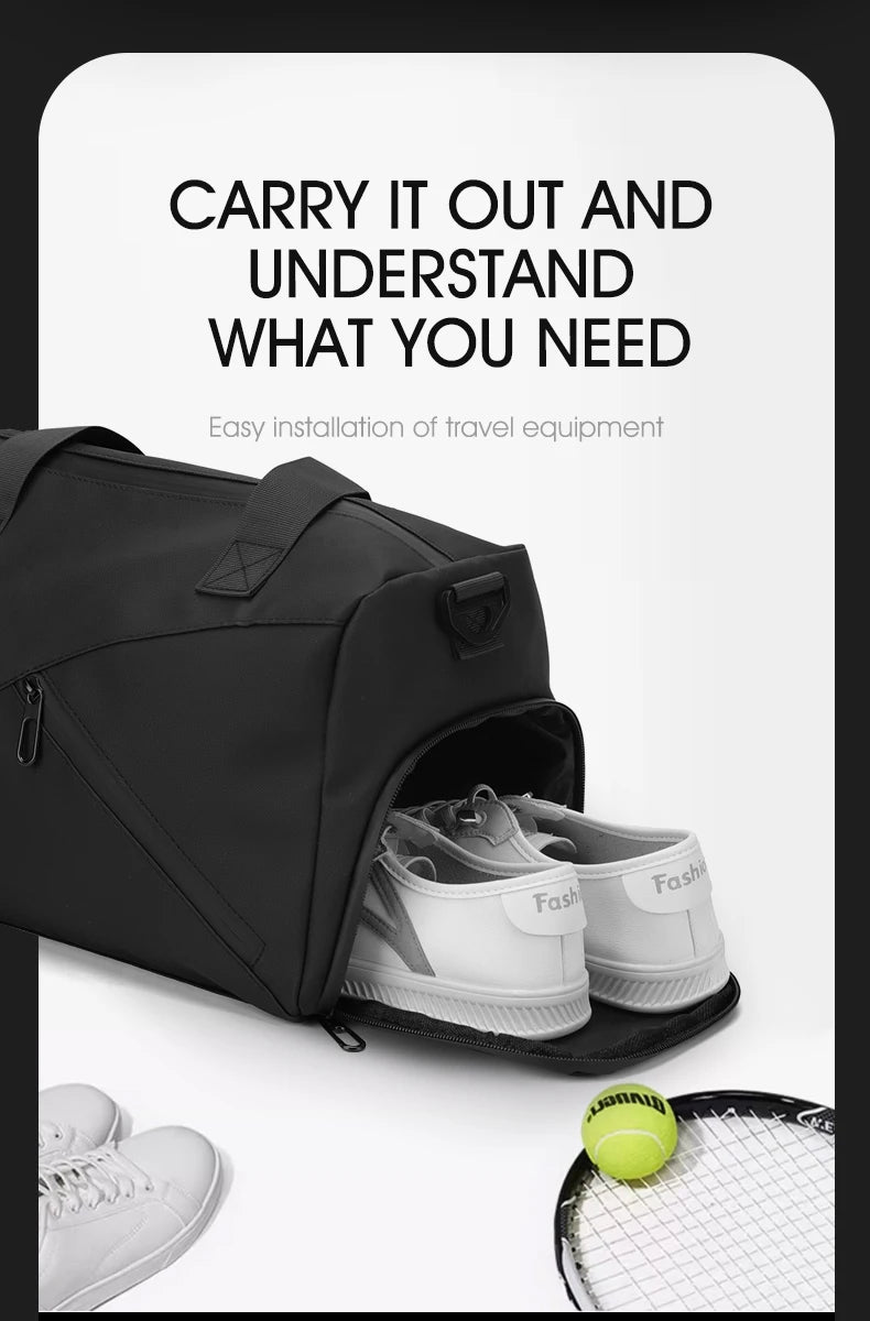 Unisex Large Capacity Handbag Crossbody Shoulder Bag Water-resistant, Gym Bag, Travel Bag for Men, Also Fits on Luggage Trolley