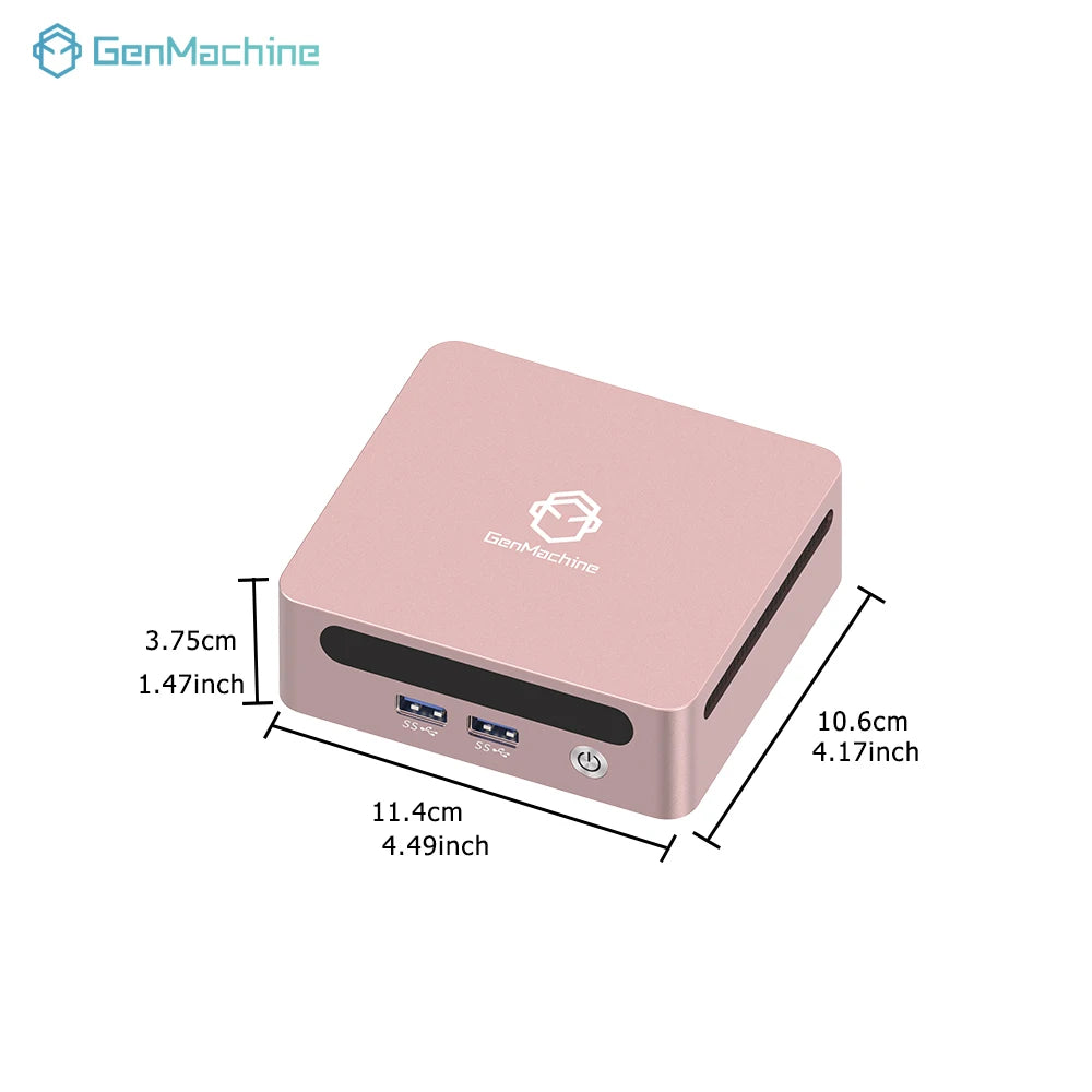 Genmachine Mini PC Intel Alder Lake N100 4 Core 4 Thread 3.4GHz TDP 6W 8GB DDR4 256GB PCIe 3.0 SSD WiFi 6 BT5.2 Desktop Computer