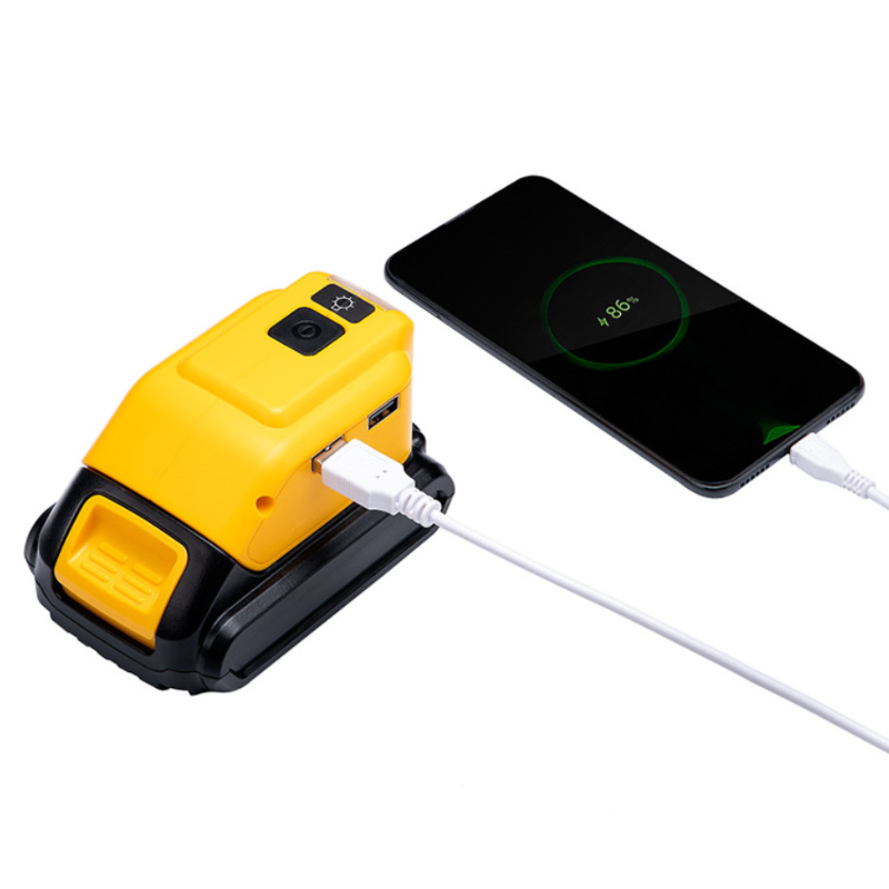 Replacement DCB090 Power Source For Dewalt 20V 18V Battery Adapter with Dual USB DC 12V LED Work Light Converter Power Supply