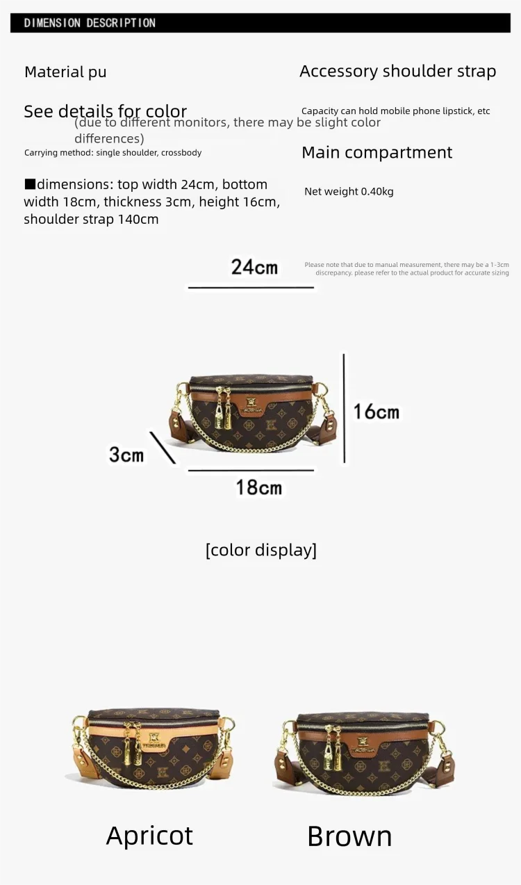 High-End Fashion Women's Waist Bag Luxury Classic Printed Single Shoulder Crossbody Bag Versatile Women Chest Bag British Style