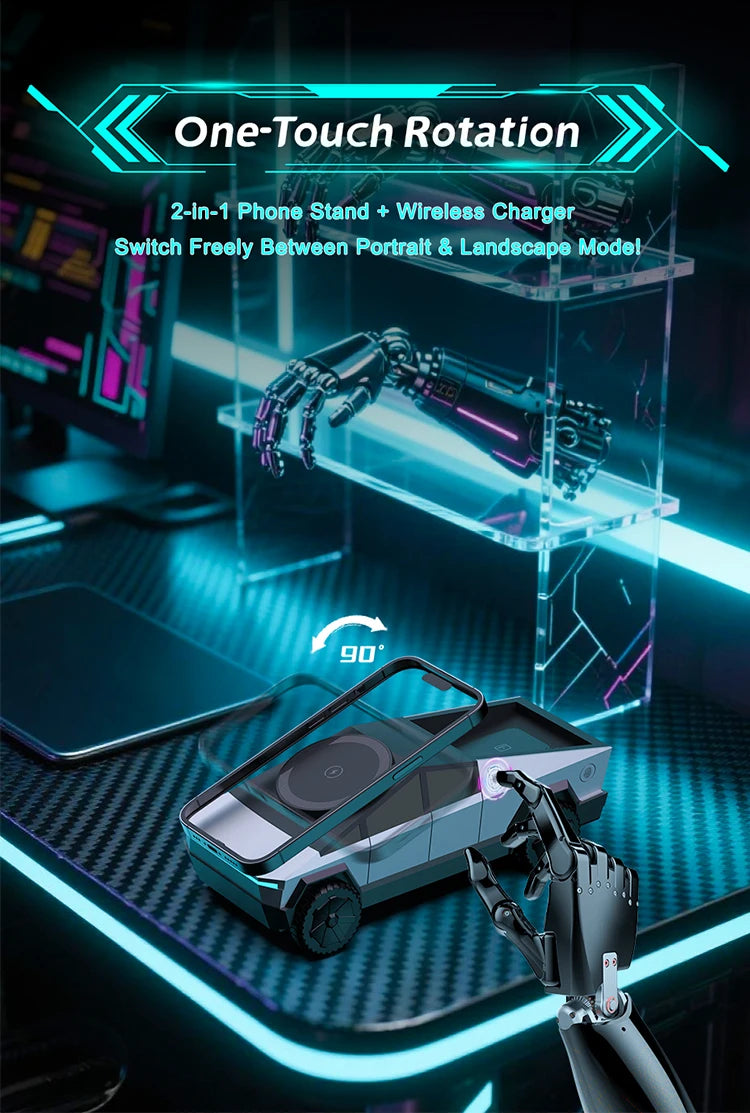 New Cybertruck Multifunctional 3-in-1 Wireless Charger Desktop Qi2 Charger for IPhone (15W),Iwatch (5W), Airpods (2.5W) Charging