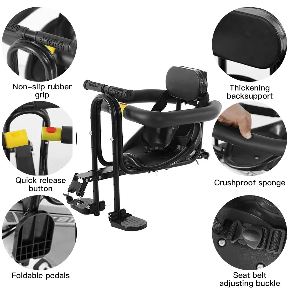Front Bicycle Seat Child Safety Child Saddle with Pedals