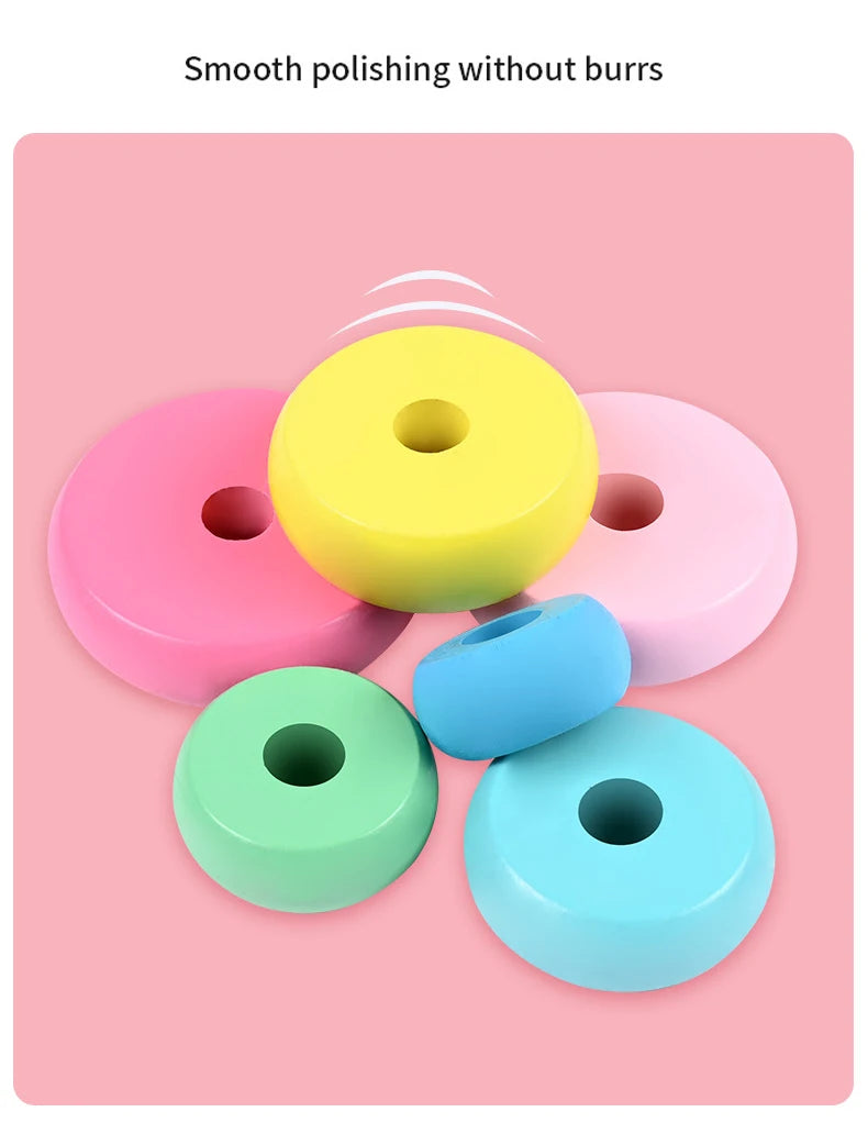Rainbow Stacking Ring Tower Montessori Wooden Puzzle Toys Pyramid Nesting Blocks Geometric Games Children Early Education Toys