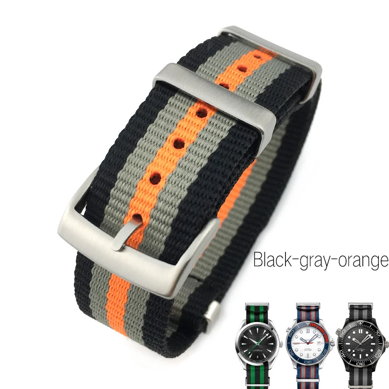 19mm 20mm 21mm 22mm Nylon Canvas Watchband Fit for Omega Seamaster 300 007 AQUA TERRA 150 Seiko Tissot Rolex Watch Strap