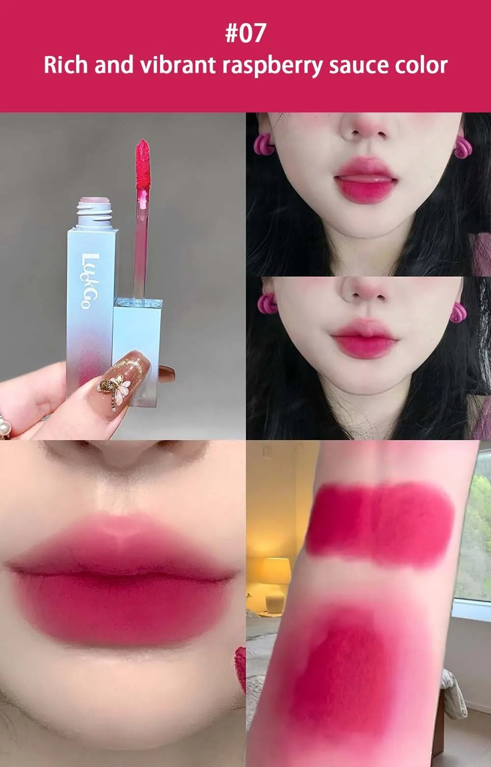 1Pc Nude Matte Lip Mud Waterproof Non-stick Pink Liquid Lipstick Long Lasting Highly Pigmented Lipgloss Tint Korean Cosmetics