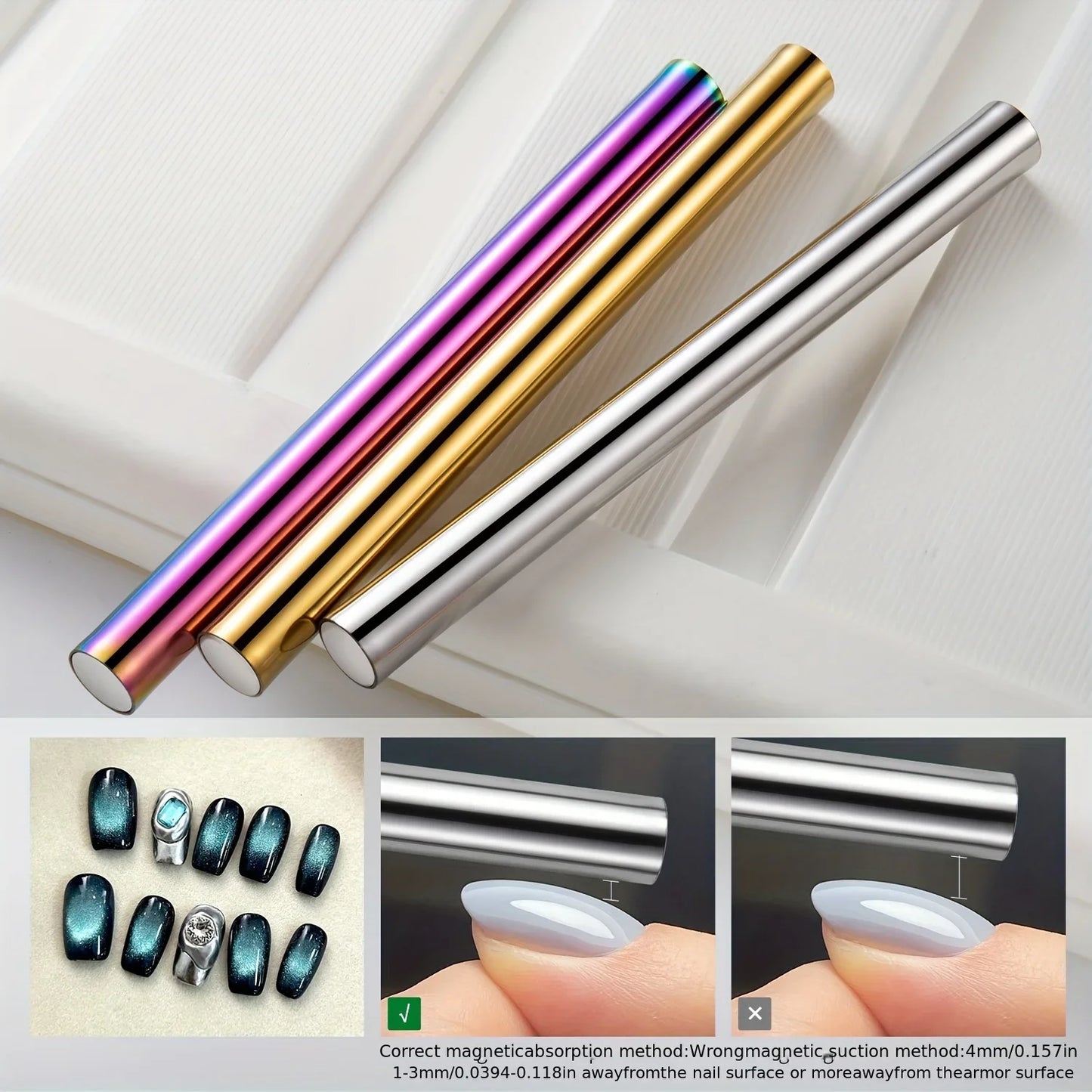 Super Long Double Head Nail Magnet Tool Pens Magnetic Cat Eye Gel Polish Nail Art Kit for DIY Salon Studio Or Home Use