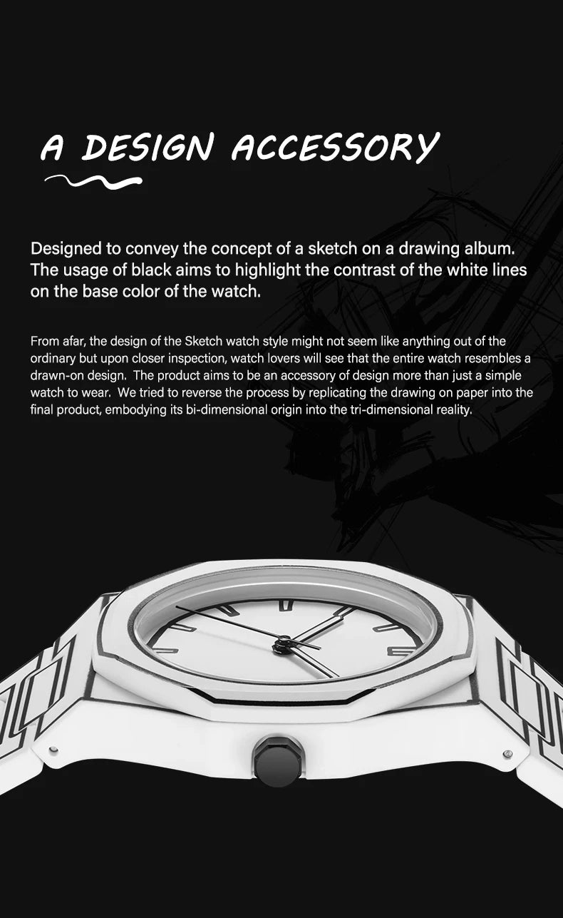 SHUAIKE 1142-14 Creative Fashion Sports and Leisure Style Lightweight Waterproof Sketching Quartz Watch for Men and Women