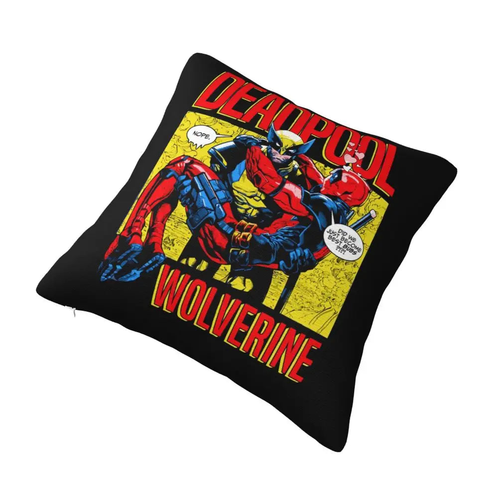 Custom Deadpool Wolverine Cartoon Manga Cushion Cover Soft Cute Pillows