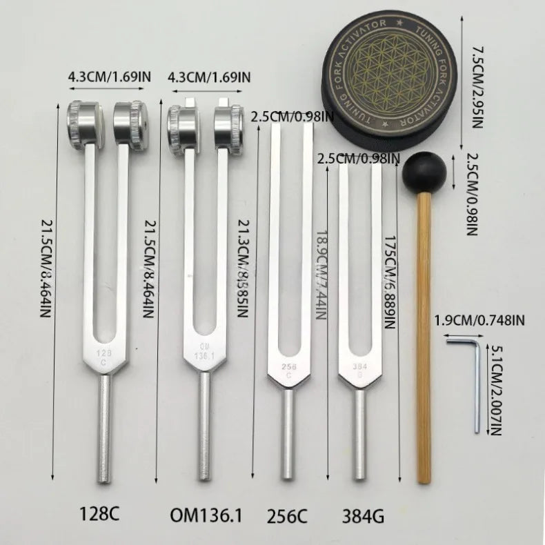 Diapason Tuning Fork Full Set Healing Chakras Tuning Forks Meditation Aluminum Alloy Forks Sound Therapy Percussion Instruments