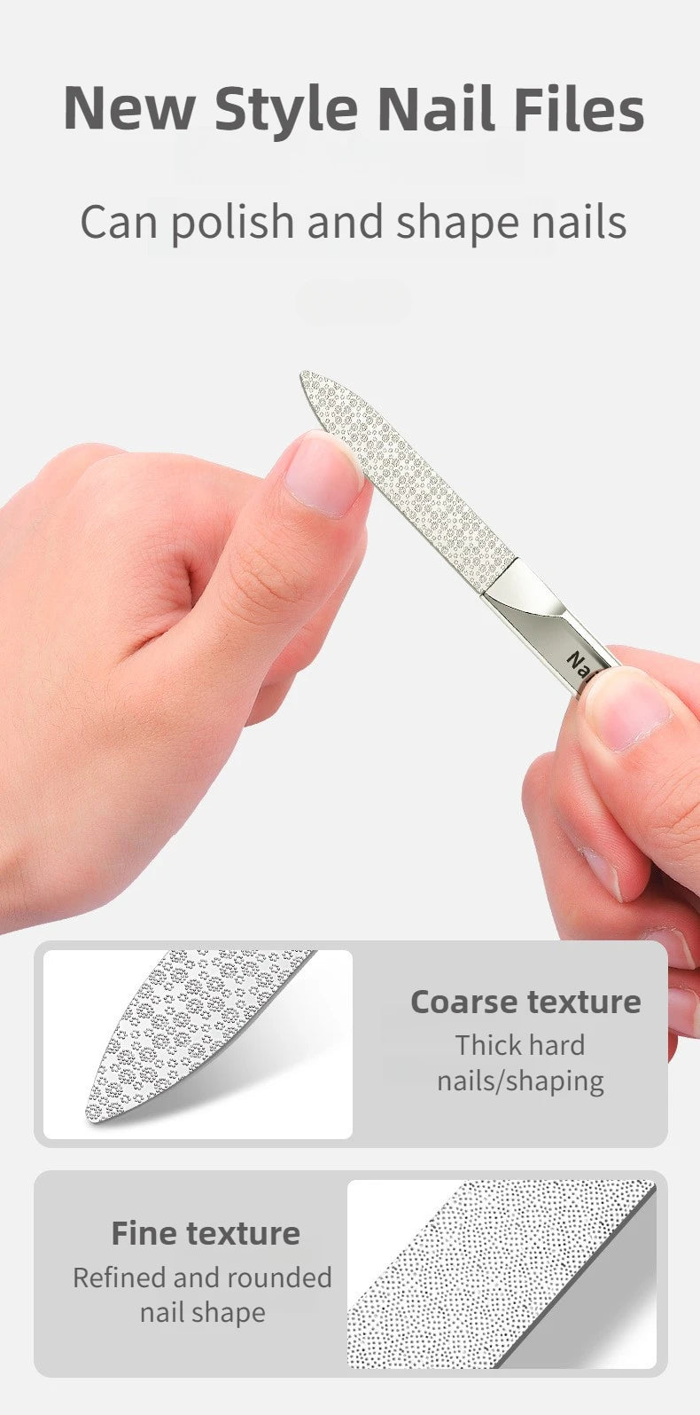 Stainless Steel Double Side Nail File Styling Accessories Polish Remover For Buffer Manicure Tools For Home And Travel