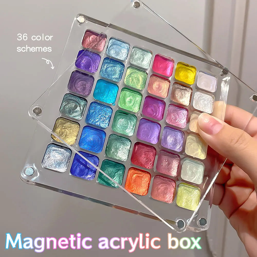 15/36 Color Pearlescent Watercolor Set,Easy-Blend Metallic Shimmer,Solid Paint for Nail Gel/Cat Eye Polish, DIY nail art Kit